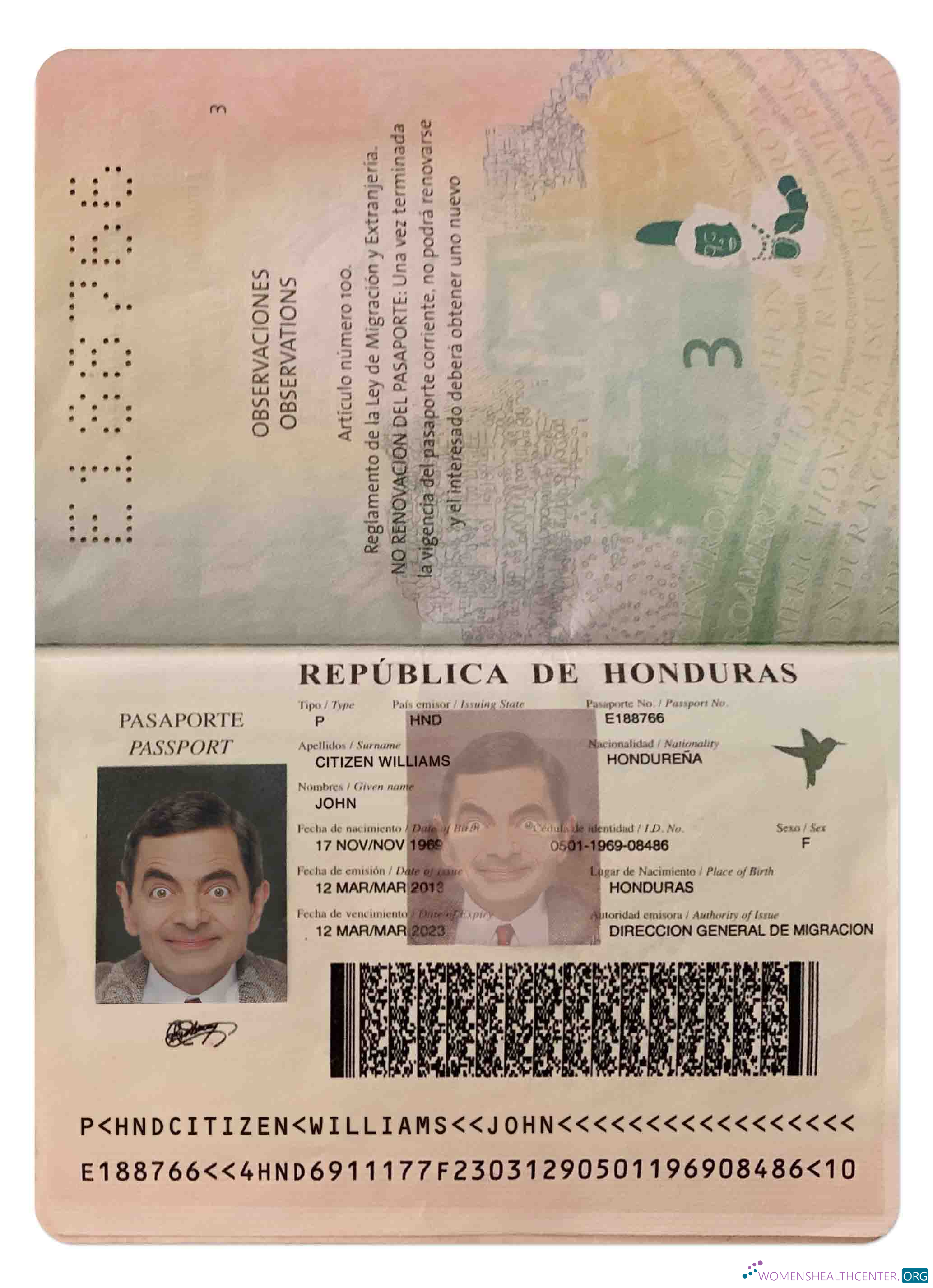 Download Honduras passport Photoshop template